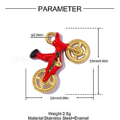 304 Stainless Steel with Red Enamel Pendants&nbsp;SA-OY001-81G
