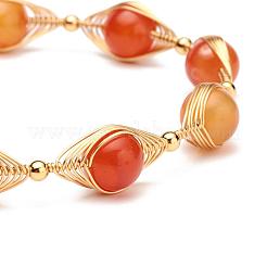Natural Carnelian Beaded Bracelets for Men Women&nbsp;BJEW-TA00012-01