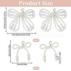 2 Pairs 2 Styles Bowknot Resin Beaded Shoes Charms&nbsp;FIND-FG0004-23