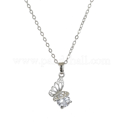 Crystal Rhinestone Butterfly Pendant Necklace with Cable Chains&nbsp;NJEW-FZ00018