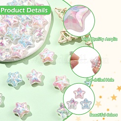 30Pcs 3 Colors UV Plating Printed Transparent Acrylic Beads&nbsp;PACR-YW0001-59