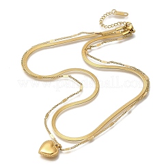 304 Stainless Steel Double Layered Heart Pendant Necklaces for Women&nbsp;NJEW-H046-04G