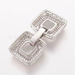 Brass Micro Pave Cubic Zirconia Fold Over Clasps&nbsp;ZIRC-J016-10P