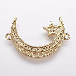 Brass Micro Pave Cubic Zirconia Links&nbsp;ZIRC-G095-36G