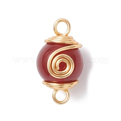 4Pcs 4 Styles Round Natural Carnelian & Rose Quartz & Amethyst & Green Aventurine Round Connector Charms&nbsp;PALLOY-TA00348-02