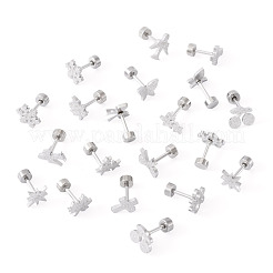 10Pairs 10 Styles 304 Stainless Steel Stud Earrings&nbsp;EJEW-TA0008-61