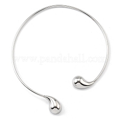 304 Stainless Steel Teardrop Open Cuff Choker Necklaces for Women&nbsp;NJEW-R003-01P-01