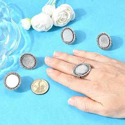 Vintage Adjustable Iron Finger Ring Components Alloy Cabochon Bezel Settings&nbsp;PALLOY-Q300-14AS-NR