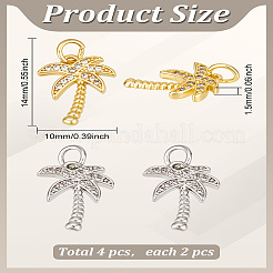 4Pcs 2 Colors Brass Micro Pave Cubic Zirconia Pendants&nbsp;ZIRC-LP0001-57