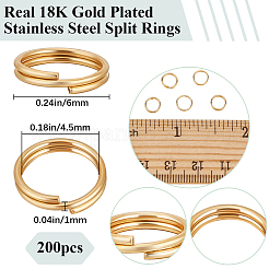 200Pcs 304 Stainless Steel Split Rings&nbsp;STAS-BBC0006-18B