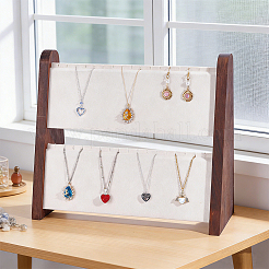 Double-Layer Wooden Jewelry Display Stand&nbsp;ODIS-WH0099-284A