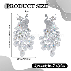 4Pcs 2 Styles Silver and Gold Thread with Resin and Rhinestones Applique Embroidery&nbsp;DIY-PH0038-76D
