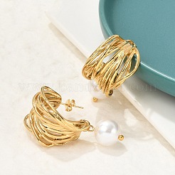 304 Stainless Steel C-Shaped Stud Earrings&nbsp;EJEW-M073-05G