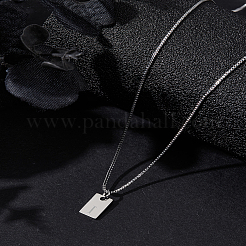 1Pc Stainless Steel Letter Rectangle Pendant Necklaces&nbsp;NJEW-LP0001-34I-P