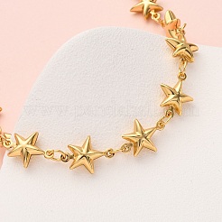 304 Stainless Steel Star Link Chain Necklaces for Women&nbsp;NJEW-G178-13G