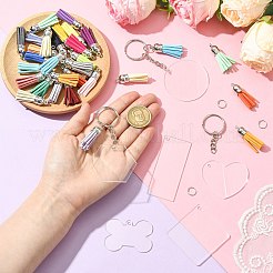 DIY Acrylic Pendant Keychain with Faux Suede Tassel Making Kits&nbsp;DIY-CJ0002-68