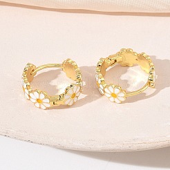 Brass Enamel Hoop Earrings for Women&nbsp;EJEW-A167-27A-01