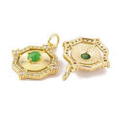 Rack Plating Brass Micro Pave Clear Cubic Zirconia Pendant&nbsp;X-KK-K367-13G