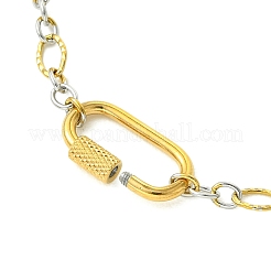 5MM Two Tone 304 Stainless Steel Textured Figaro Chain Necklaces&nbsp;NJEW-JN06466-02