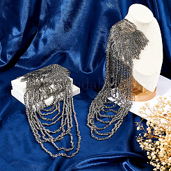 2Pcs Resin Beaded Tassel Chain Epaulettes&nbsp;FIND-FH0016-57A