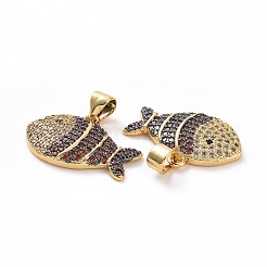 Brass Micro Pave Clear Cubic Zirconia Pendants&nbsp;ZIRC-F135-02G-02