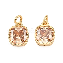 Brass Micro Pave Cubic Zirconia Charms&nbsp;KK-Q085-07G-02
