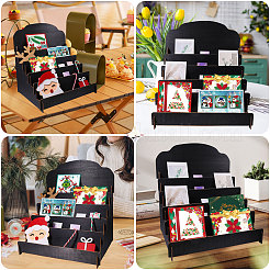 5-Tier Wood Display Riser Stands for Greeting Cards&nbsp;ODIS-WH0043-230B