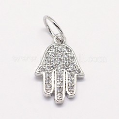 CZ Brass Micro Pave Cubic Zirconia Hamsa Hand/Hand of Fatima /Hand of Miriam Charms&nbsp;ZIRC-L018-03