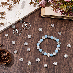 60Pcs Tibetan Style Alloy Flat Round Beads&nbsp;TIBEB-SC0001-58