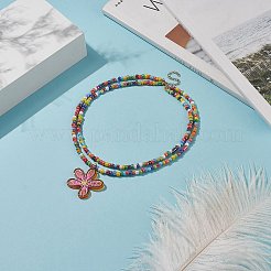 Transparent Printed Acrylic Flower Pendant Necklaces&nbsp;NJEW-JN04152