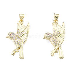 Brass Micro Pave Clear Cubic Zirconia Pendants&nbsp;ZIRC-N039-254
