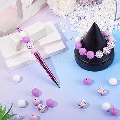 70pcs 4 Styles Silicone Beads Round Rubber Bead 15MM Loose Spacer Beads for DIY Supplies Jewelry Keychain Making&nbsp;FIND-TA0010-31B