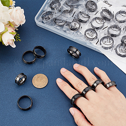 30Pcs 6 Styles 201 Stainless Steel Grooved Finger Ring Settings&nbsp;STAS-ME0003-12EB