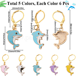 Dolphin Alloy Enamel Pendant Decorations&nbsp;HJEW-SC00053