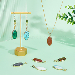 8Pcs 8 Styles Opalite & Synthetic Malachite & Turquoise & Goldstone&nbsp;G-PH0003-45
