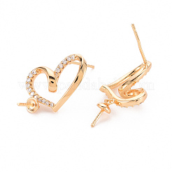 Brass Micro Pave Clear Cubic Zirconia Earring Findings&nbsp;KK-T062-231G-NF