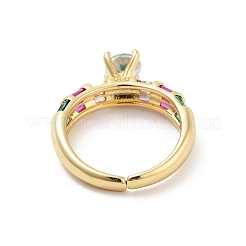 Brass Micro Pave Colorful Cubic Zirconia Open Cuff Ring for Women&nbsp;LS-RJEW-Z055-03G-01