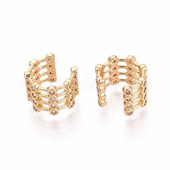 Brass Micro Pave Clear Cubic Zirconia Cuff Earrings&nbsp;EJEW-T047-84G
