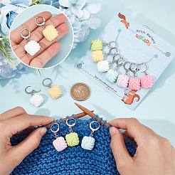 Opaque Resin Yarn Ball Charm Locking Stitch Markers&nbsp;HJEW-PH01757