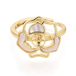 Flower Brass Shell Adjustable Rings Setting&nbsp;KK-T079-35G