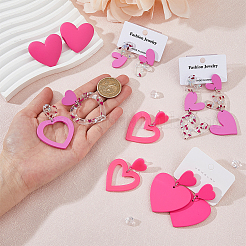6 sets 6 style Acrylic Heart Asymmetrical Earrings&nbsp;EJEW-FI0001-66
