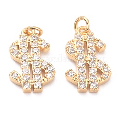 Brass Micro Pave Cubic Zirconia Pendants&nbsp;ZIRC-O044-18G