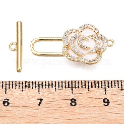 Brass Micro Pave Clear Cubic Zirconia Toggle Clasps&nbsp;KK-N054-143G-A