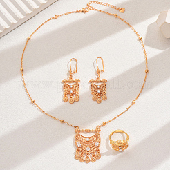 Ethnic Style Brass Micro Pave Clear Cubic Zirconia Hollow Moon Earrings & Necklaces & Rings Sets for Women&nbsp;XQ9083