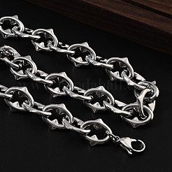 304 Stainless Steel Spiked Oval Link Chain Necklaces for Women Men&nbsp;NJEW-A043-01P