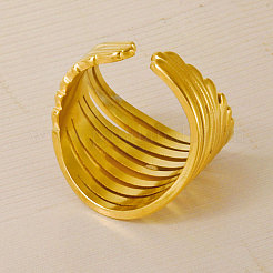 Geometric Multi-layer 304 Stainless Steel Adjustable Cuff Open Rings for Women&nbsp;PC6730-2