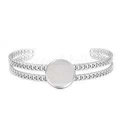 304 Stainless Steel Blank Cuff Bangle Bases with Flat Round Tray&nbsp;SA-CBA82C8-05A-P