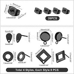 32Pcs 4 Style 304 Stainless Steel Stud Earring Findings for Dangle Charms&nbsp;STAS-UN0028-02