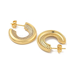 Brass Pave Clear Cubic Zirconia Stud Earrings&nbsp;EJEW-N054-52G