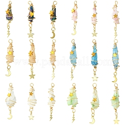 3Pcs 3 Styles Electroplated Natural Quartz Crystal Big Pendants&nbsp;PALLOY-YW00079-01